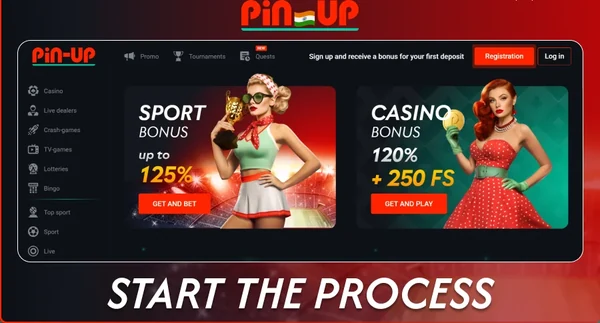 Pin Up registration screen with the sign-up button